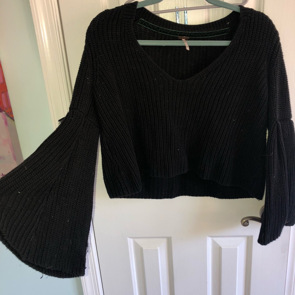 free people crop belle sleeve sweater